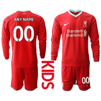 2021 Liverpool home long sleeves Youth custom soccer jerseys