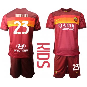 Youth 2020-2021 club AS Roma home 23 red Soccer Jerseys