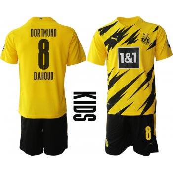 Youth 2020-2021 club Borussia Dortmund home yellow 8 Soccer Jerseys