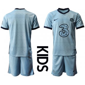 Youth 2020-2021 club Chelsea away Light blue blank Soccer Jerseys