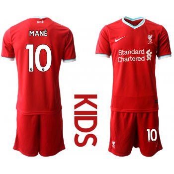 Youth 2020-2021 club Liverpool home 10 red Soccer Jerseys