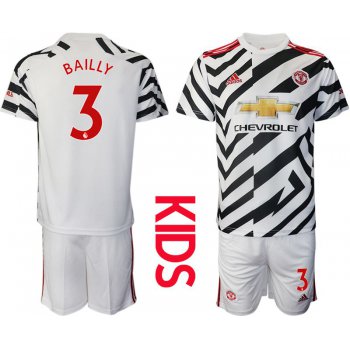 Youth 2020-2021 club Manchester united away 3 white Soccer Jerseys