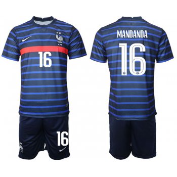 Men 2020-2021 European Cup France home blue 16 Soccer Jersey