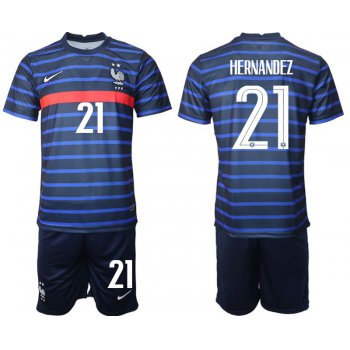 Men 2020-2021 European Cup France home blue 21 Soccer Jersey