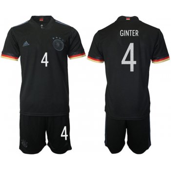 Men 2020-2021 European Cup Germany away black 4 Adidas Soccer Jersey