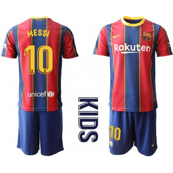 Youth 2020-2021 club Barcelona home 10 red Soccer Jerseys