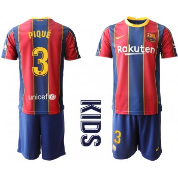 Youth 2020-2021 club Barcelona home 3 red Soccer Jerseys