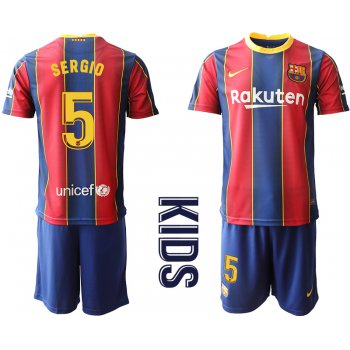 Youth 2020-2021 club Barcelona home 5 red Soccer Jerseys