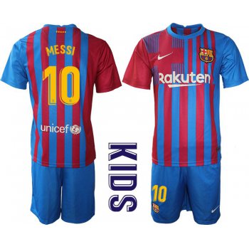 Youth 2021-2022 Club Barcelona home blue 10 Nike Soccer Jerseys