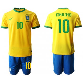 Men 2020-2021 Season National team Brazil home yellow 10 Soccer Jersey1