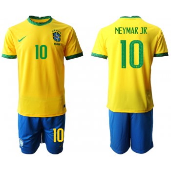 Men 2020-2021 Season National team Brazil home yellow 10 Soccer Jersey