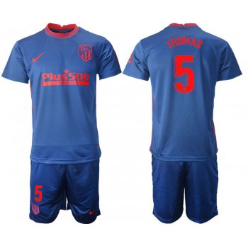 Men 2020-2021 club Atletico Madrid away 5 blue Soccer Jerseys