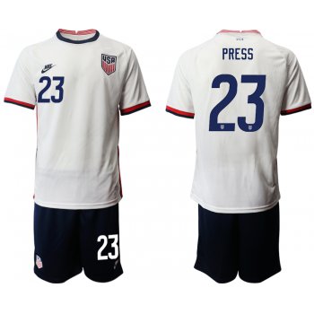 Men 2020-2021 Season National team United States home white 23 Soccer Jersey
