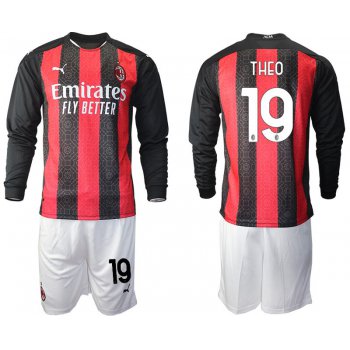 Men 2020-2021 club AC milan home long sleeve 19 red Soccer Jerseys
