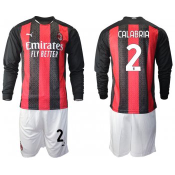 Men 2020-2021 club AC milan home long sleeve 2 red Soccer Jerseys