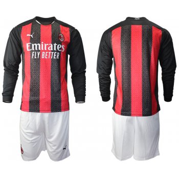 Men 2020-2021 club AC milan home long sleeve red Soccer Jerseys