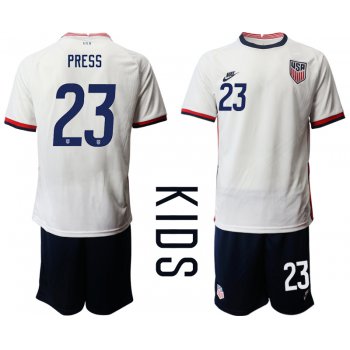 Youth 2020-2021 Season National team United States home white 23 Soccer Jersey