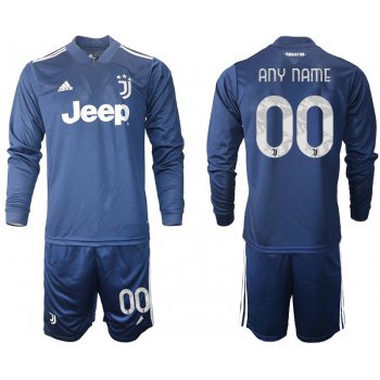 Men 2020-2021 club Juventus away long sleeves customized blue Soccer Jerseys