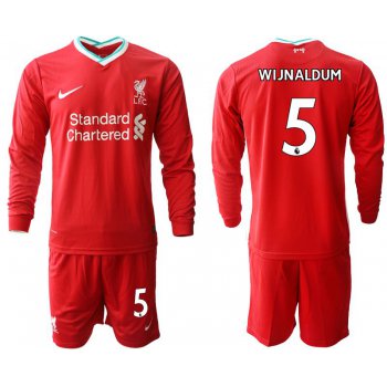 Men 2020-2021 club Liverpool home long sleeves 5 red Soccer Jerseys