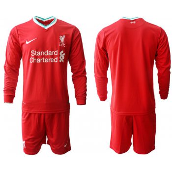 Men 2020-2021 club Liverpool home long sleeves red Soccer Jerseys