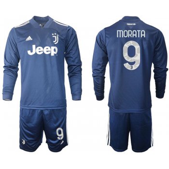 Men 2020-2021 club Juventus away long sleeves 9 blue Soccer Jerseys