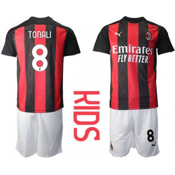 Youth 2020-2021 club AC milan home 8 red Soccer Jerseys