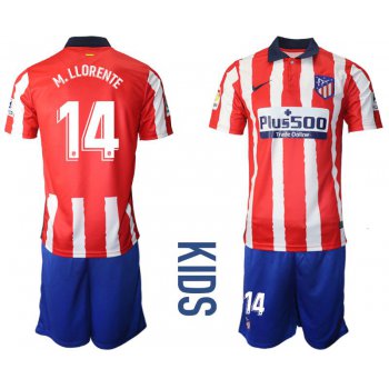 Youth 2020-2021 club Atletico Madrid home 14 red Soccer Jerseys