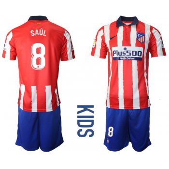 Youth 2020-2021 club Atletico Madrid home 8 red Soccer Jerseys