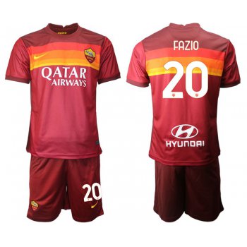 Men 2020-2021 club AS Roma home 20 red Soccer Jerseys