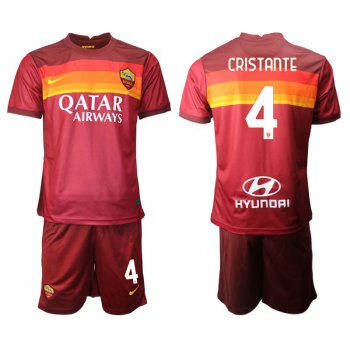 Men 2020-2021 club AS Roma home 4 red Soccer Jerseys