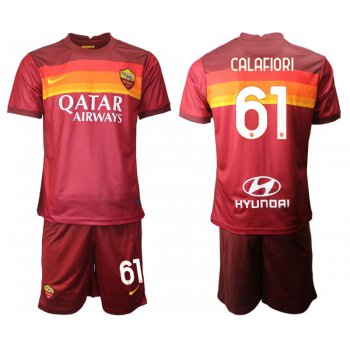 Men 2020-2021 club AS Roma home 61 red Soccer Jerseys