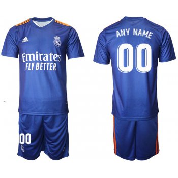 Men 2021-2022 Club Real Madrid away blue customized Adidas Soccer Jersey