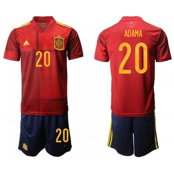 Men 2020-2021 European Cup Spain home red 20 Adidas Soccer Jersey