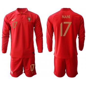 Men 2021 European Cup Portugal home red Long sleeve 17 Soccer Jersey1