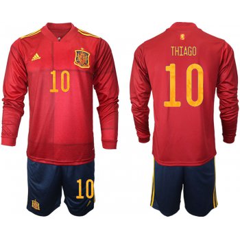 Men 2021 European Cup Spain home Long sleeve 10 soccer jerseys