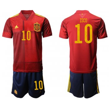 Men 2021 European Cup Spain home red 10 Soccer Jersey1