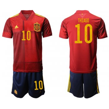 Men 2021 European Cup Spain home red 10 Soccer Jersey