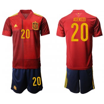Men 2021 European Cup Spain home red 20 Soccer Jersey