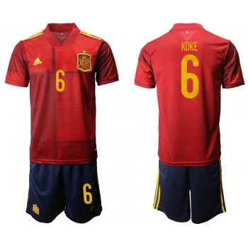 Men 2021 European Cup Spain home red 6 Soccer Jersey