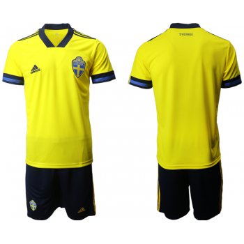 Men 2021 European Cup Sweden home yellow Soccer Jersey