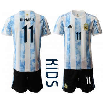 Youth 2020-2021 Season National team Argentina home white 11 Soccer Jersey
