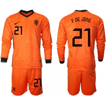 Men 2021 European Cup Netherlands home long sleeve 21 soccer jerseys