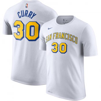 Golden State Warriors #30 Stephen Curry Nike Hardwood Classic Name & Number T-Shirt White