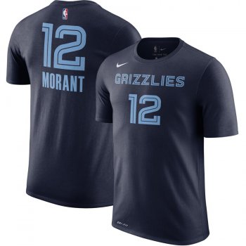 Memphis Grizzlies #12 Ja Morant Nike Icon Name & Number Performance T-Shirt Navy