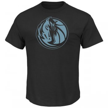 Men's Dallas Mavericks Majestic Black Tek Patch Reflective T-Shirt