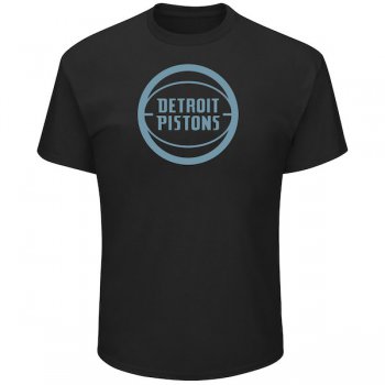 Men's Detroit Pistons Majestic Black Tek Patch Reflective T-Shirt