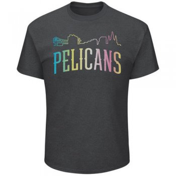 New Orleans Pelicans Majestic Heather Charcoal Tek Patch Color Reflective Skyline T-Shirt