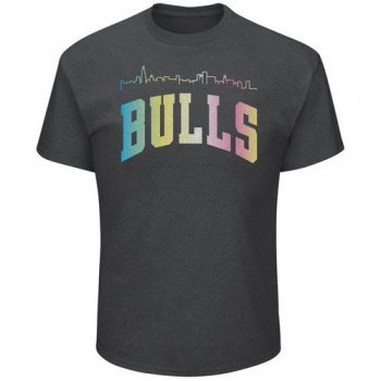 Chicago Bulls Majestic Heather Charcoal Tek Patch Color Reflective Skyline T-Shirt