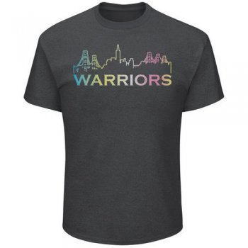 Golden State Warriors Majestic Heather Charcoal Tek Patch Color Reflective Skyline T-Shirt