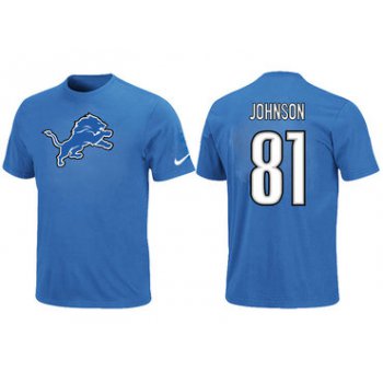 Nike Detroit Lions 81 Calvin Johnson Name & Number T-Shirt Blue